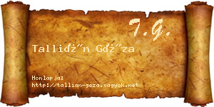 Tallián Géza névjegykártya