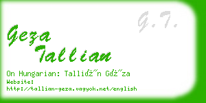 geza tallian business card